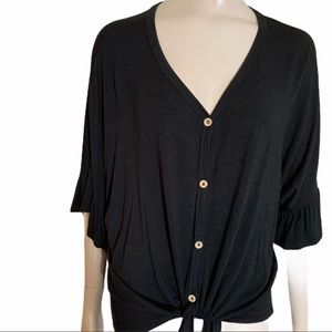 Promesa Black  Ruffled Short Sleeve Top